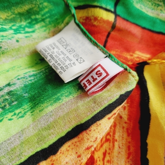 Stefanel Scarf Multicolor Red Green - Picture 3 of 5